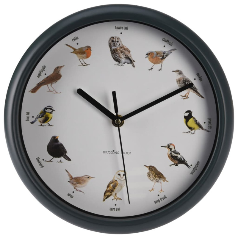 Produktbild för H&S Collection Väggklocka med fågelljud 25 cm