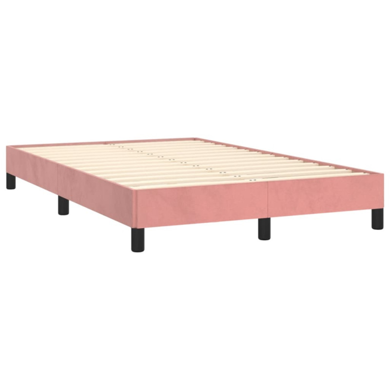 Produktbild för Ramsäng med madrass & LED rosa 120x190 cm sammet