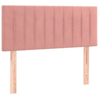 Miniatyr av produktbild för Ramsäng med madrass & LED rosa 120x190 cm sammet