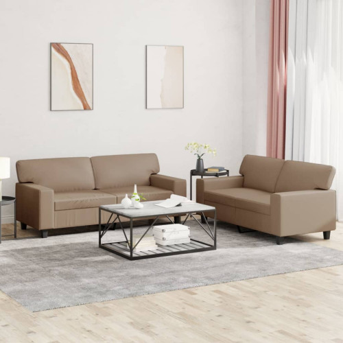 vidaXL Soffgrupp 2 delar cappuccino konstläder