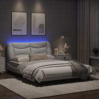 Produktbild för Sängram med LED-belysning vit 140x190 cm konstläder