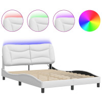 Produktbild för Sängram med LED-belysning vit 140x200 cm konstläder