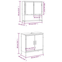 Produktbild för Badrumsmöbler set 2 delar sonoma-ek konstruerat trä