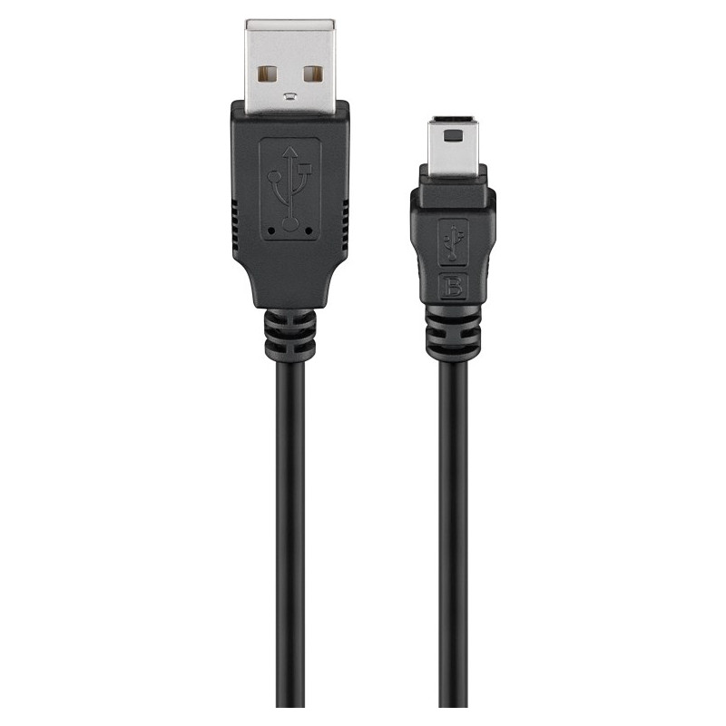Produktbild för Goobay 45740 USB-kablar 1 m USB 2.0 USB A Mini-USB B Svart