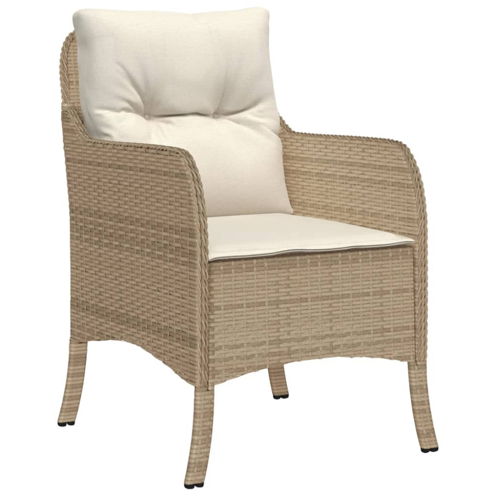 Produktbild för Matgrupp för trädgården med dynor 5 delar beige konstrotting