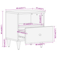 Produktbild för Nattduksbord 2 st 40x33x46 cm massivt mangoträ