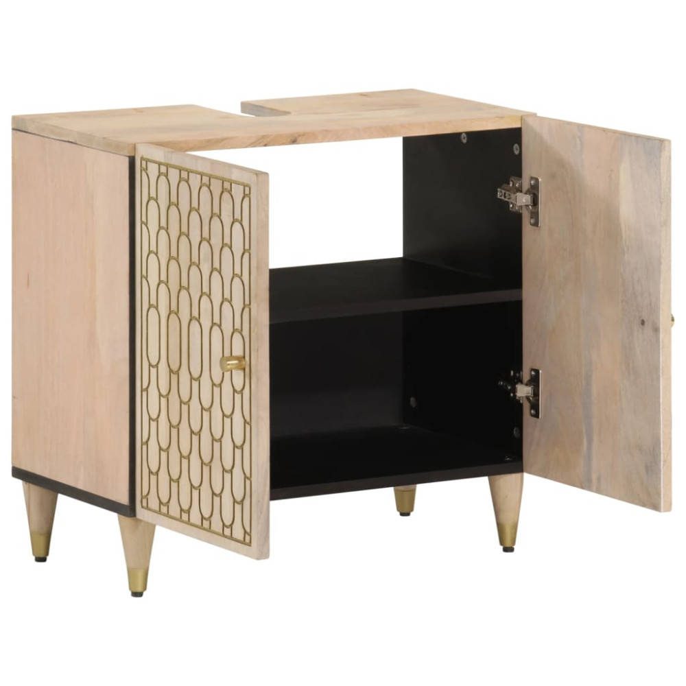 Produktbild för Tvättställsskåp 62x33x58 cm massivt mangoträ