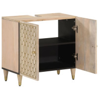 Produktbild för Tvättställsskåp 62x33x58 cm massivt mangoträ