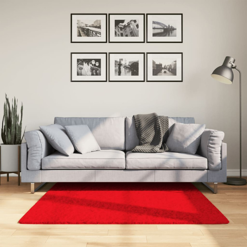 Produktbild för Matta OVIEDO kort lugg röd 120x120 cm