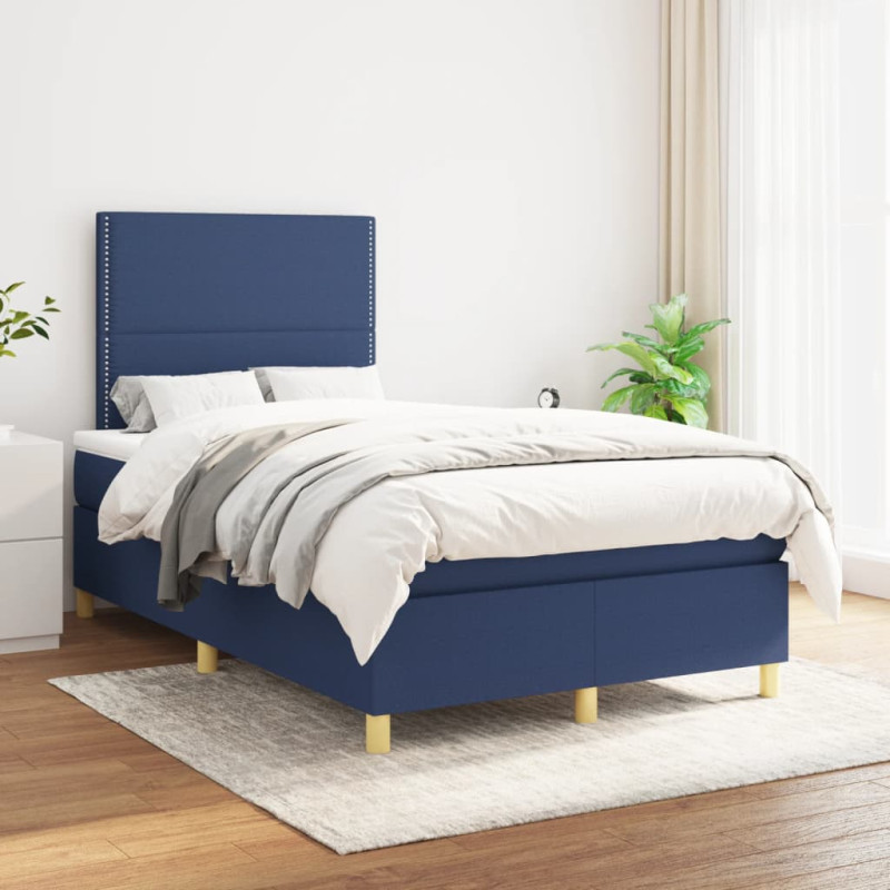 Produktbild för Ramsäng med madrass blå 120x190 cm tyg