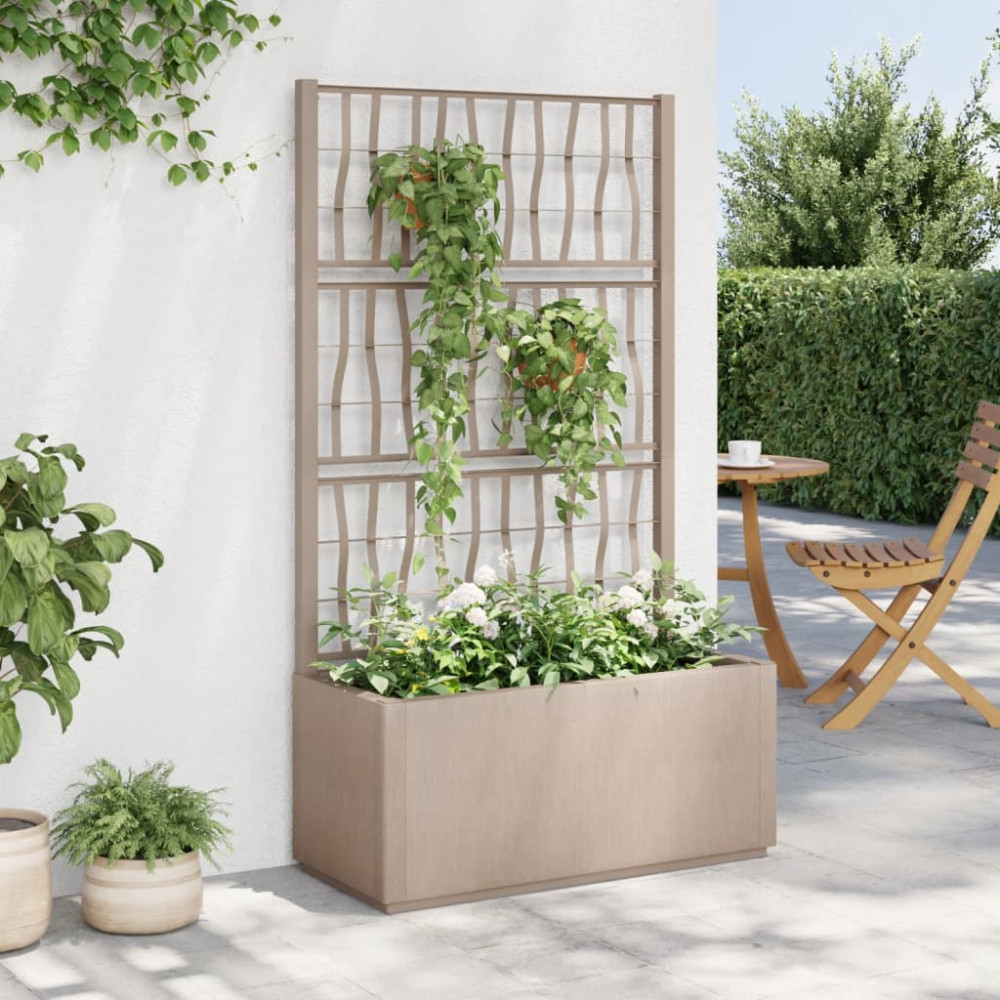 Produktbild för Odlingslåda med spaljé ljusbrun 80x36x140 cm PP
