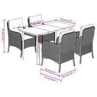 Produktbild för Matgrupp för trädgården med dynor 5 delar beige konstrotting