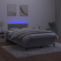 Miniatyr av produktbild för Ramsäng med madrass & LED ljusgrå 120x190 cm sammet