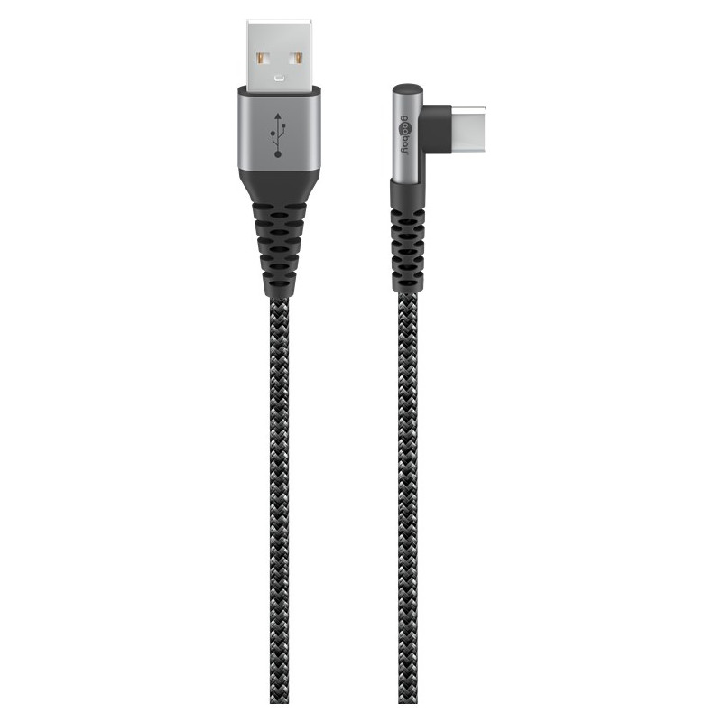 Produktbild för Goobay 64657 USB-kablar 2 m USB 2.0 USB C USB A Svart, Grå