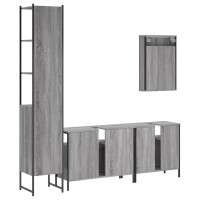 Miniatyr av produktbild för Badrumsmöbler set 4 delar grå sonoma konstruerat trä