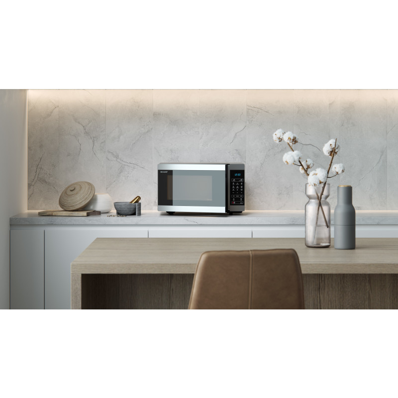 Produktbild för Sharp Home Appliances YC-MG81E-S mikrovågsugn Bänkdiskmaskin Grillmikrovågsugn 28 l 900 W Svart, Grå