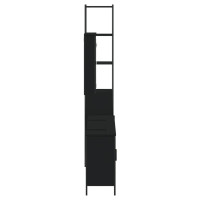 Miniatyr av produktbild för Badrumsmöbler 4 delar set svart konstruerat trä
