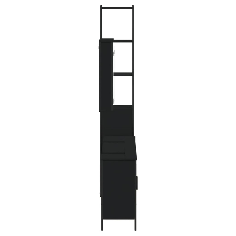 Produktbild för Badrumsmöbler 4 delar set svart konstruerat trä