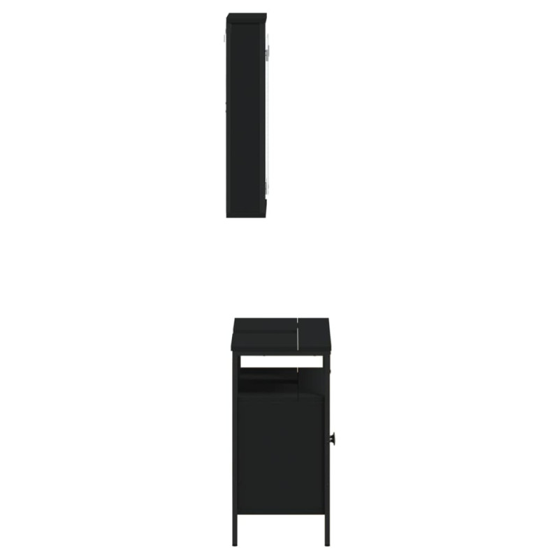 Produktbild för Badrumsmöbler 2 delar set svart konstruerat trä