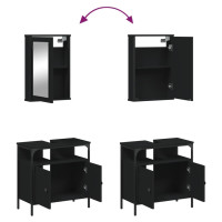 Miniatyr av produktbild för Badrumsmöbler 2 delar set svart konstruerat trä