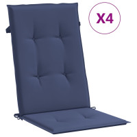 Produktbild för Stolsdynor för stolar med hög rygg 4 st marinblå tyg