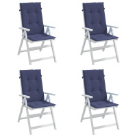 Produktbild för Stolsdynor för stolar med hög rygg 4 st marinblå tyg