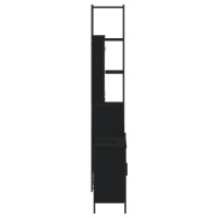 Miniatyr av produktbild för Badrumsmöbler 3 delar set svart konstruerat trä
