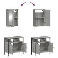 Miniatyr av produktbild för Badrumsmöbler set 2 delar grå sonoma konstruerat trä
