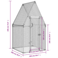 Produktbild för Hönsbur silver 100x100x190 cm galvaniserat stål