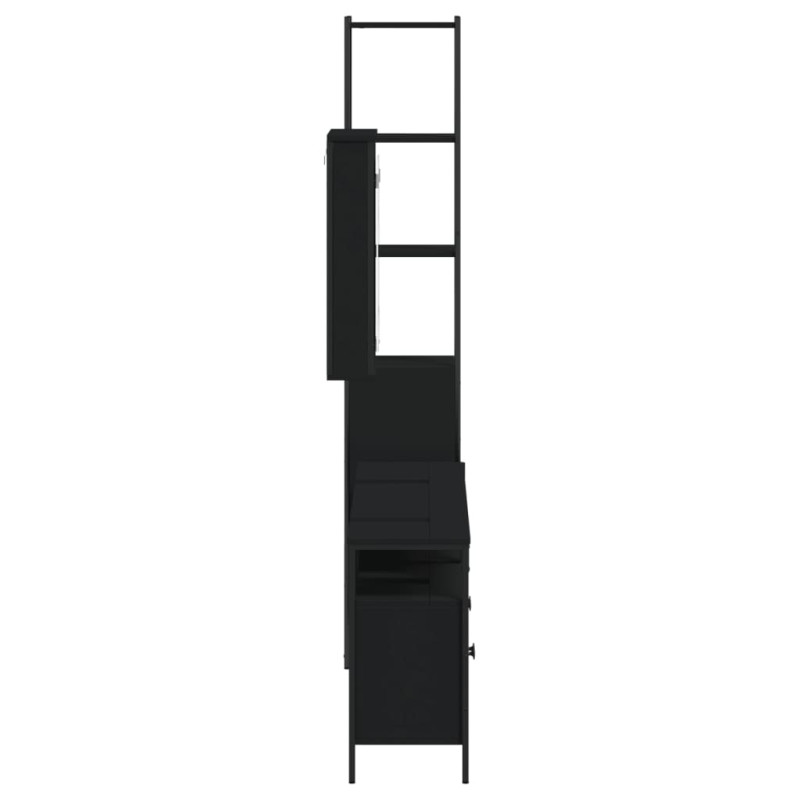 Produktbild för Badrumsmöbler 4 delar set svart konstruerat trä