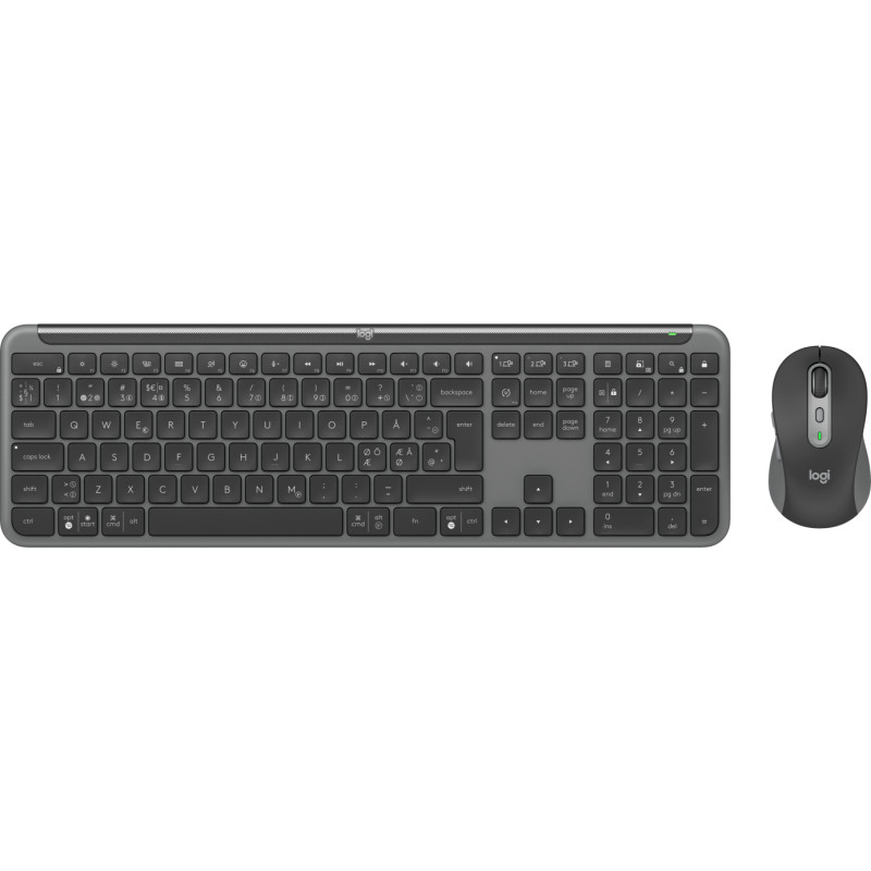 Produktbild för Logitech MK950 Signature Slim tangentbord Mus inkluderad Trådlös RF + Bluetooth QWERTY Dansk, Finsk, Norsk, Svensk grafit