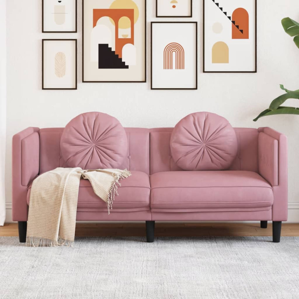 Produktbild för Soffa med kuddar 2-sits rosa sammet