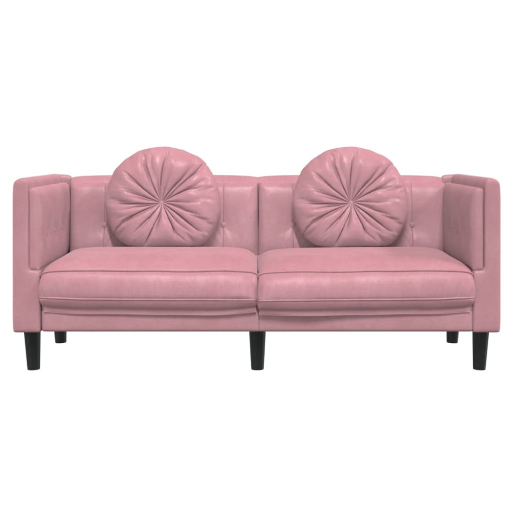 Produktbild för Soffa med kuddar 2-sits rosa sammet