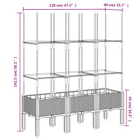 Produktbild för Odlingslåda med spaljé svart 120x40x142,5 cm PP