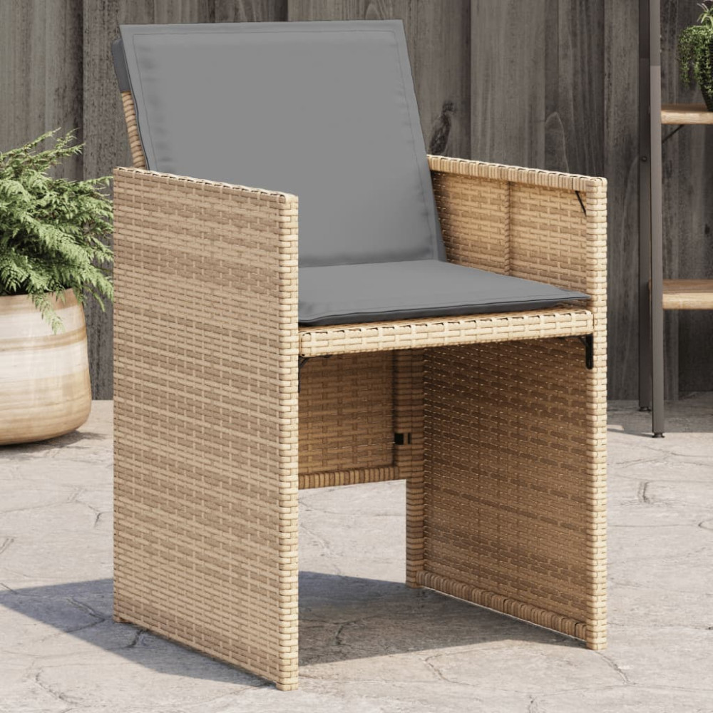 Produktbild för Trädgårdsstolar med dynor 4 st blandad beige konstrotting
