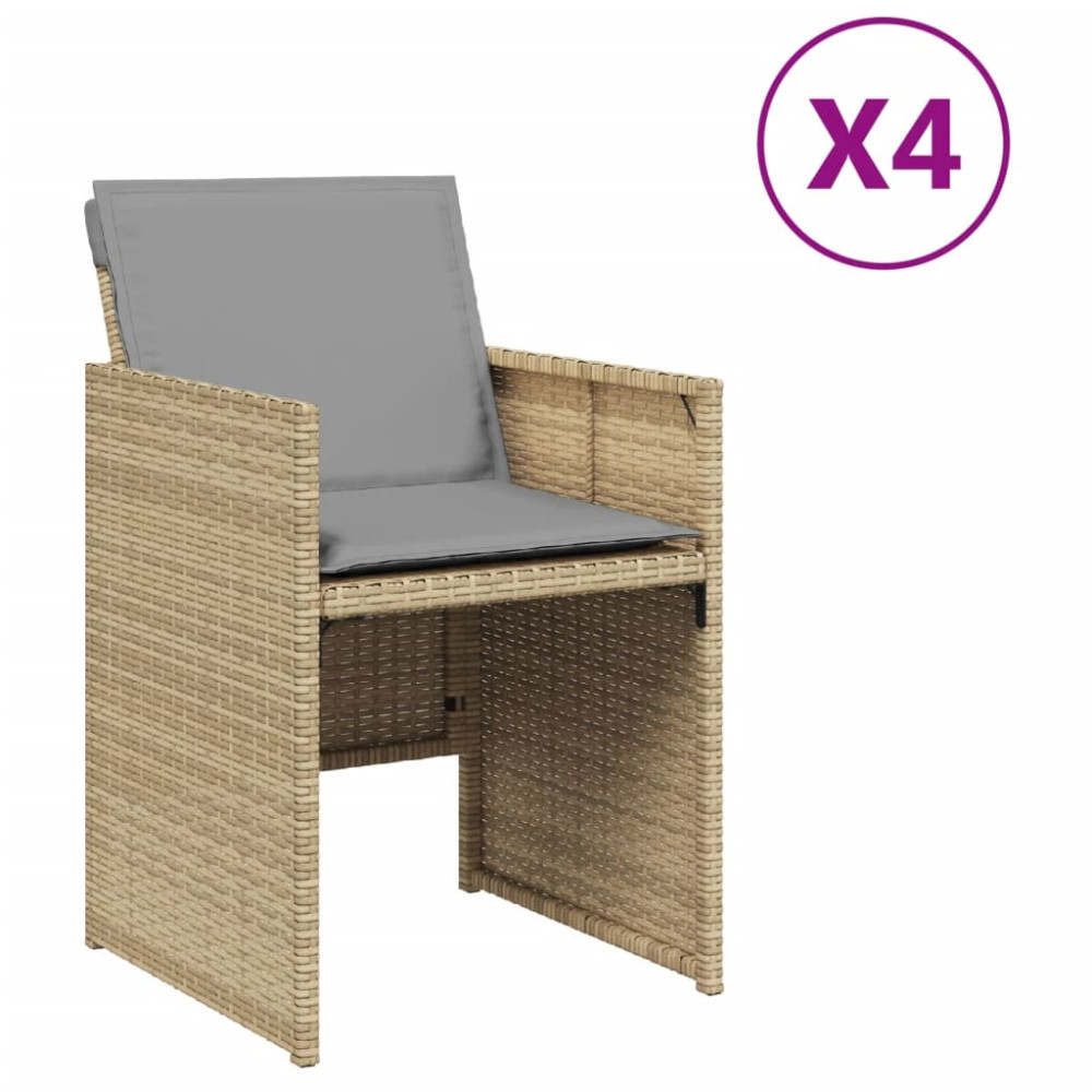 Produktbild för Trädgårdsstolar med dynor 4 st blandad beige konstrotting