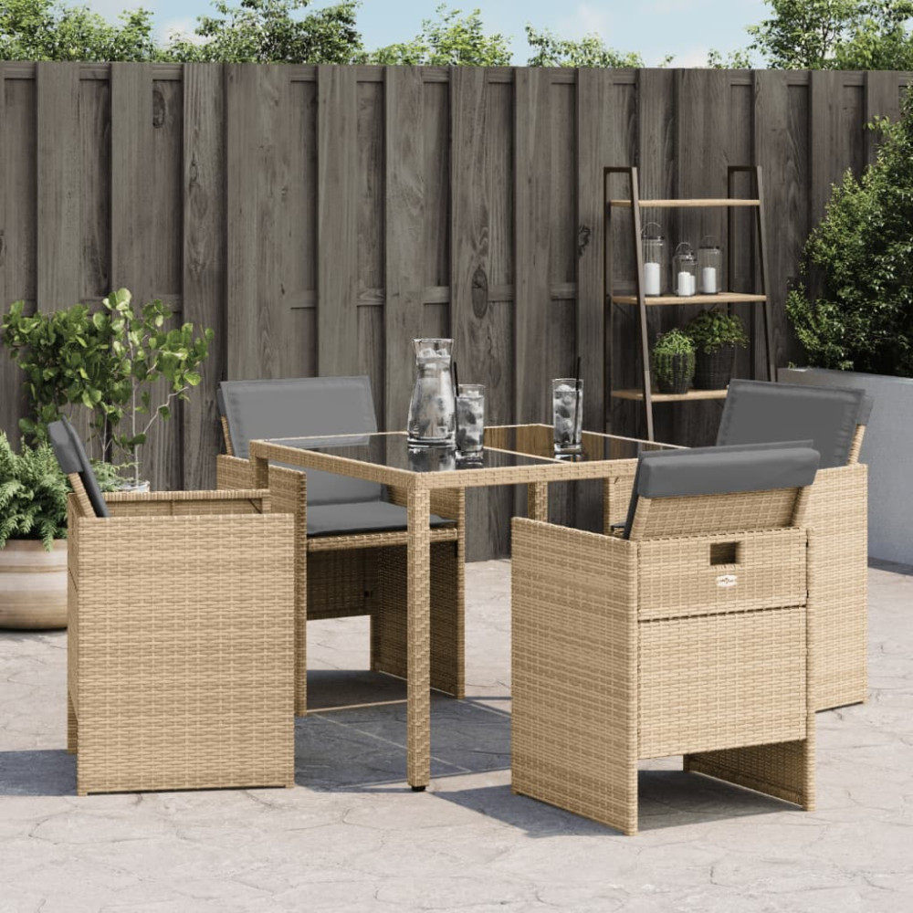 Produktbild för Trädgårdsstolar med dynor 4 st blandad beige konstrotting