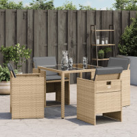Produktbild för Trädgårdsstolar med dynor 4 st blandad beige konstrotting