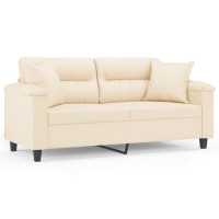 Produktbild för 2-sitssoffa med prydnadskuddar beige 140 cm mikrofibertyg