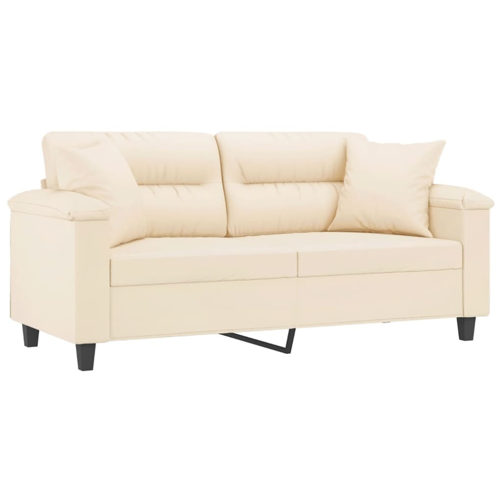 Produktbild för 2-sitssoffa med prydnadskuddar beige 140 cm mikrofibertyg