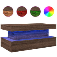 Produktbild för Soffbord med LED brun ek 90x50x40 cm
