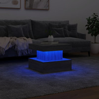 Produktbild för Soffbord med LED grå sonoma 50x50x40 cm