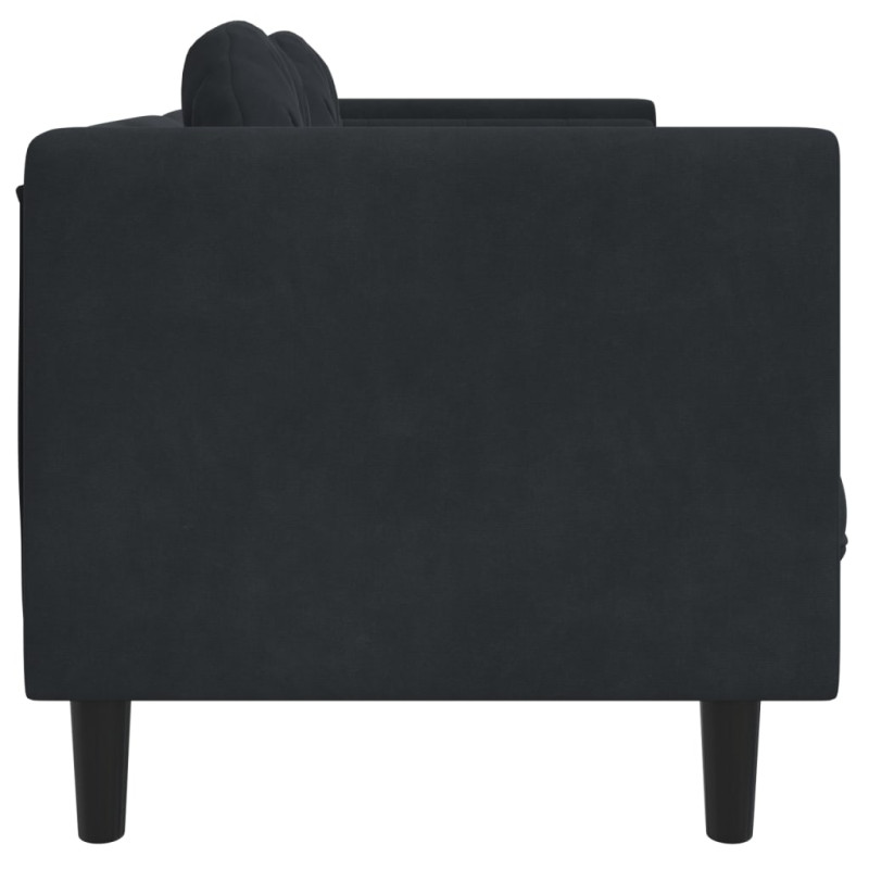 Produktbild för Soffa med kuddar 3-sits svart sammet