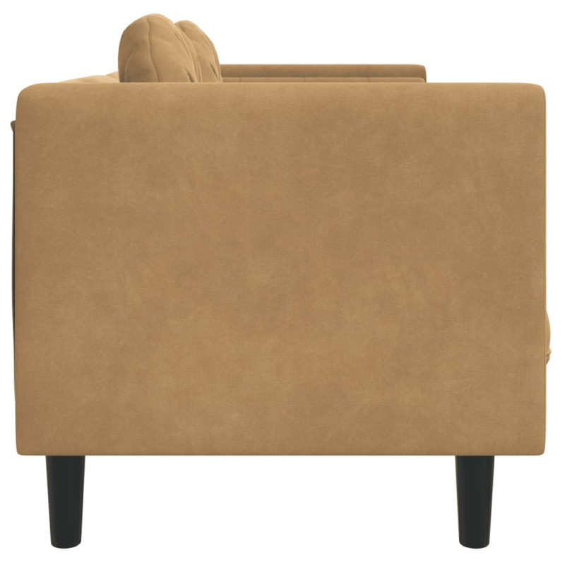 Produktbild för Soffa med kuddar 3-sits brun sammet