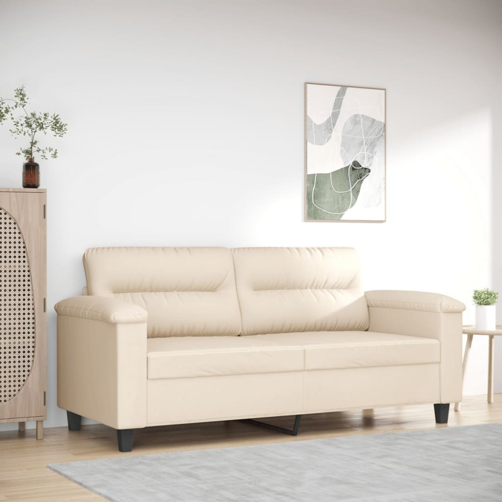 Produktbild för 2-sitssoffa Beige 140 cm mikrofibertyg