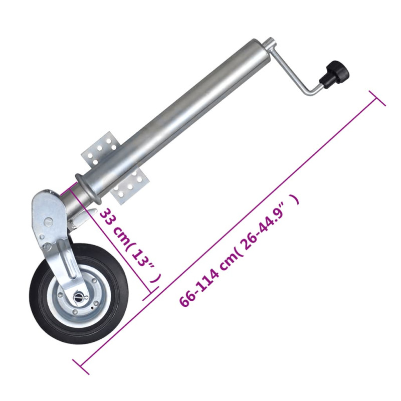 Produktbild för Hopfällbart stödhjul 60 mm med 2 stödrör och 2 delade klämmor