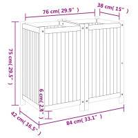 Produktbild för Odlingslåda med foder 84x42x75 cm massivt akaciaträ