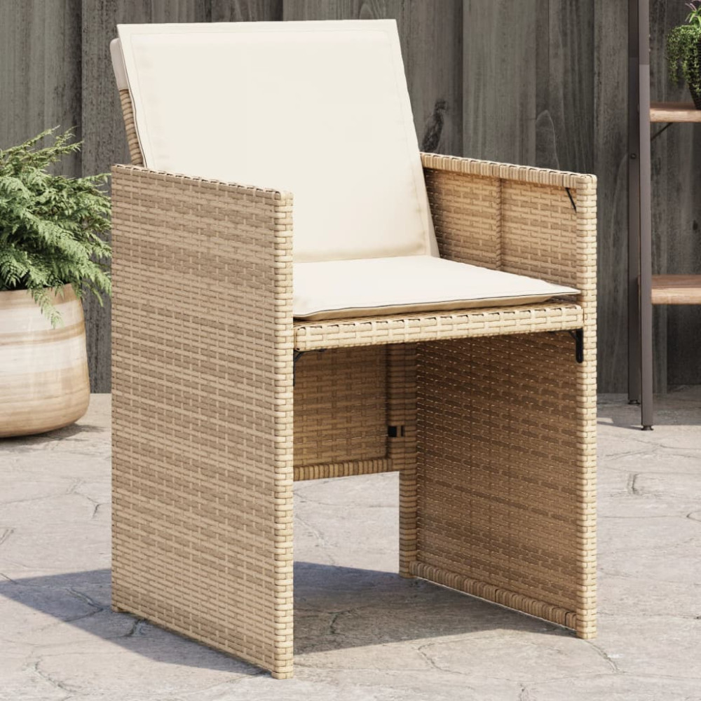 Produktbild för Trädgårdsstolar med dynor 4 st beige konstrotting