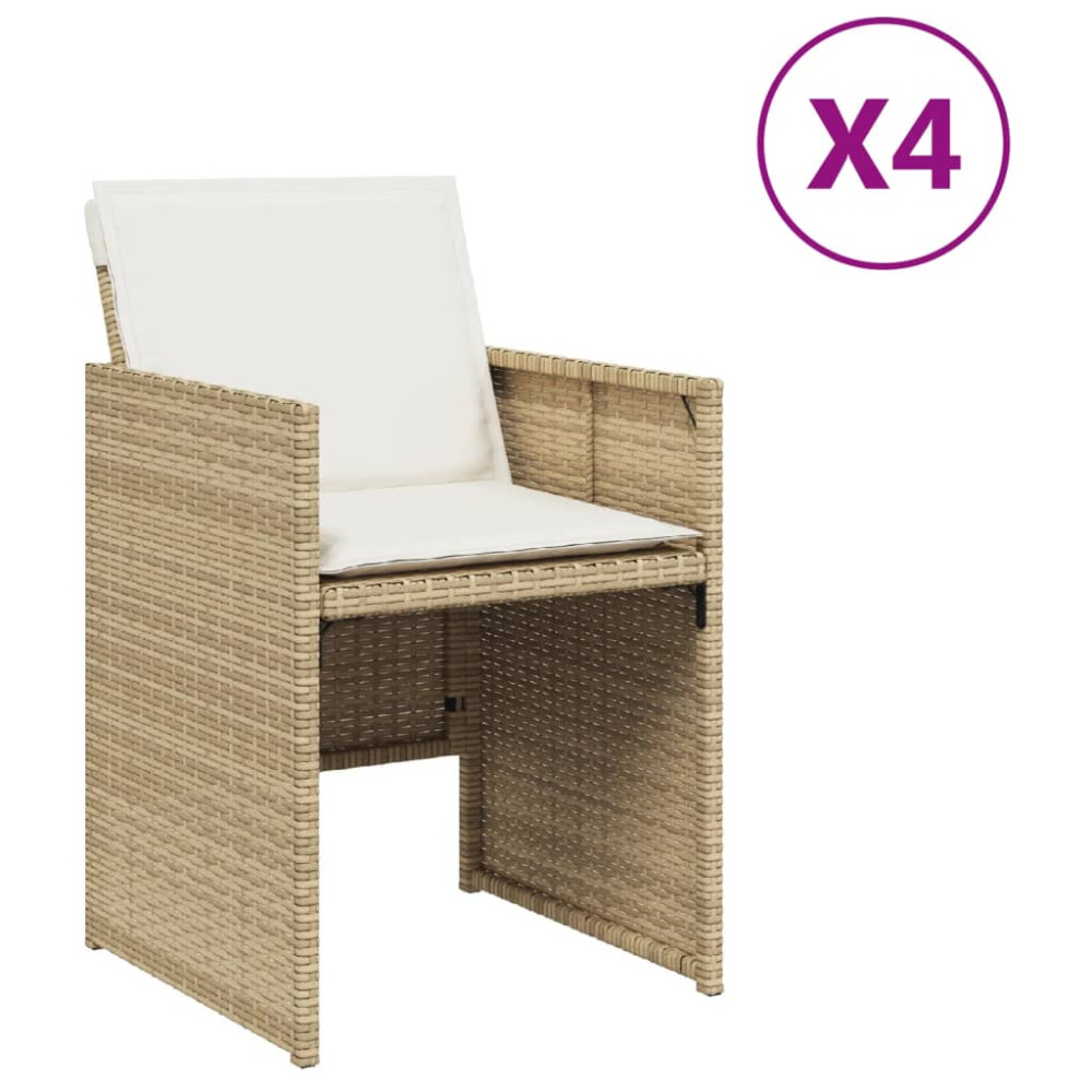 Produktbild för Trädgårdsstolar med dynor 4 st beige konstrotting