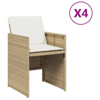 Produktbild för Trädgårdsstolar med dynor 4 st beige konstrotting